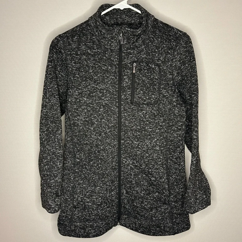 Calvin Klein Full Zip Marled Knit Sweater Jacket Black White M Athleisure Fall